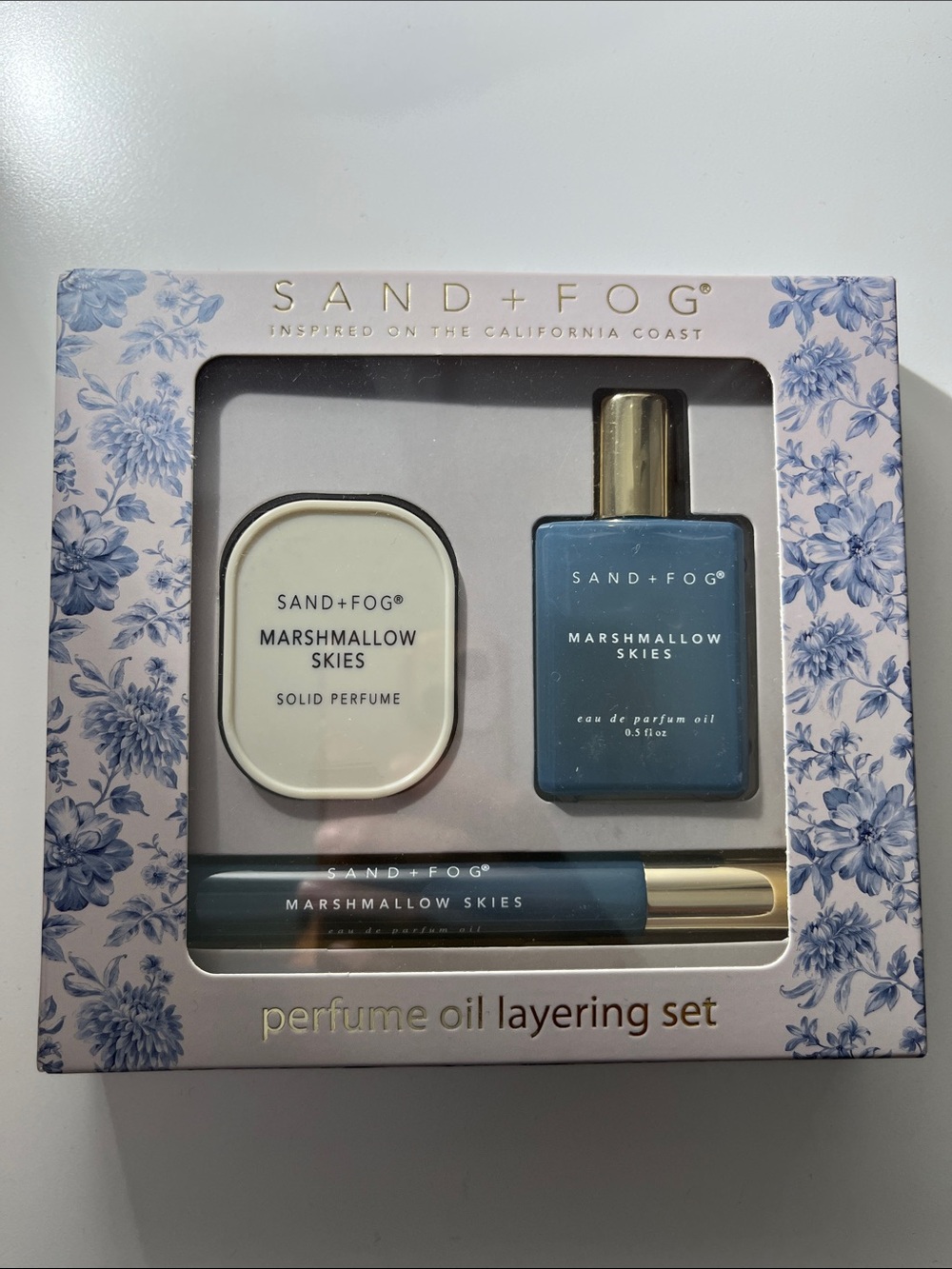 SAND+FOG Marshmallow Skies Blue Perfume Oil Layering Set
